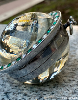 Ceas Doxa Cristal de masa sau birou cu argint  - imagine 3