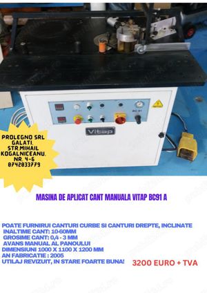Masina de aplicat cant manuala  Vitap BC91A - imagine 5