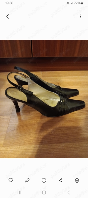 Vand pantofi, nr. 37, din piele naturala, negri cu toc inalt