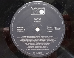 Vinil Fancy - Contact (1986) Germany - imagine 4