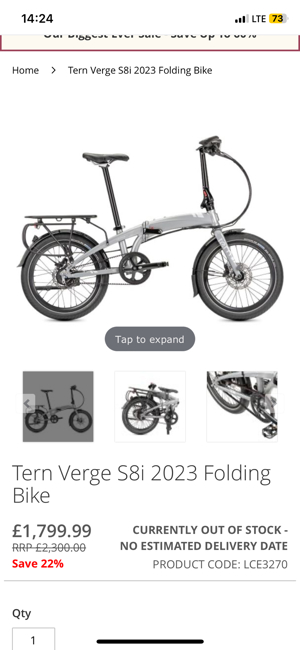 Bicicletă pliabilă Tern Verge S8   - imagine 2