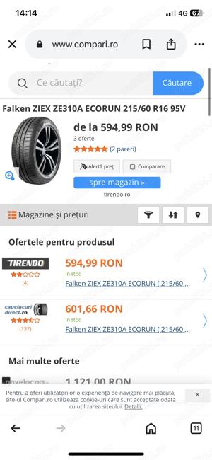 Vand set 4 Anvelope vara Falken 215/60/R16 95 V ca noi