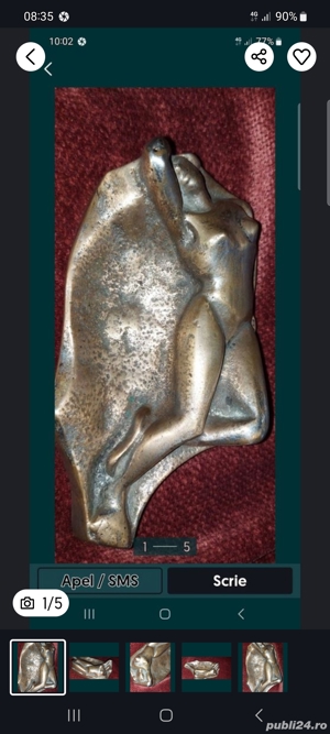 sculptura scrumiera din bronz masiv de colectie