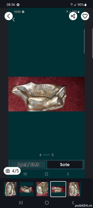 sculptura scrumiera din bronz masiv de colectie - imagine 2