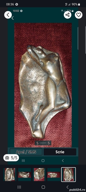 sculptura scrumiera din bronz masiv de colectie - imagine 5