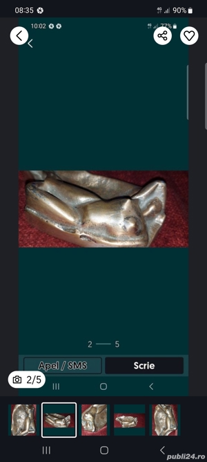 sculptura scrumiera din bronz masiv de colectie - imagine 3
