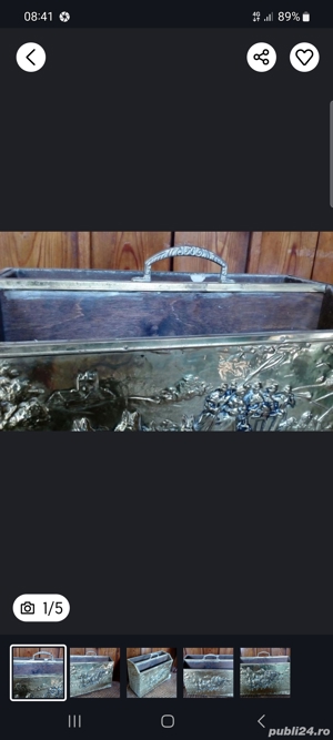 suport ziare din lemn si alama de colectie - imagine 4