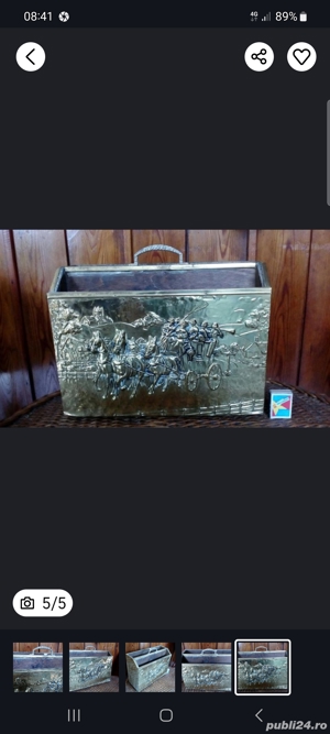 suport ziare din lemn si alama de colectie