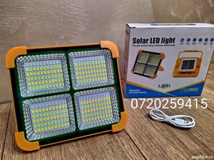 Proiector LED 300W Portabil, Panou Solar, USB, 5 Functii, Camping etc - imagine 3