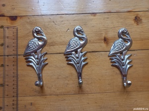 lot 3 Cârlige metalice pasăre pt. cuier de haine