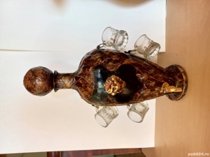 Sticlă îmbrăcată în piele, 1,5 l, dop,robinet 4 păhăruțe,