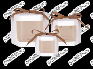 Set 4 Cutii albe produse hexagon 10x10x10 cm
