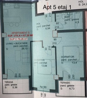 Apartament 3 camere, 67 mp, zona Sasar - imagine 9