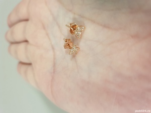 Cercei din argint asimetrici cu pietre de zircon deosebiți - imagine 2