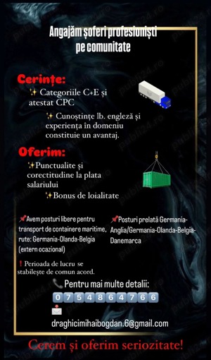 Angajăm Șoferi Comunitate 