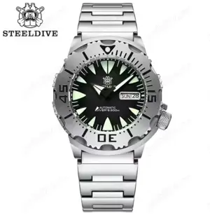 STEELDIVE SD1984 42mm Black Monster skx seiko 200M Waterproof NH36 Day Function Sapphire Glass Autom
