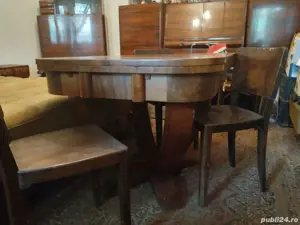 Vând masă masivă din lemn extensibilă cu 4 scaune  - imagine 3