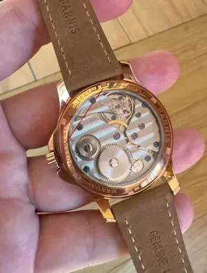 Parnis Pilot 44 mm Safir Manual Unitas 6497 Small Second Roze - imagine 3