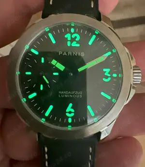 Parnis Pilot 44 mm Safir Manual Unitas 6497 Small Second - imagine 3