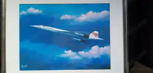 Tablou avion Concorde cu rama 53 x 44 cm