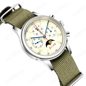Ceas 40 mm Safir Cronograf Pilot 1963 Seagull Moonphase ST1908 Calendar
