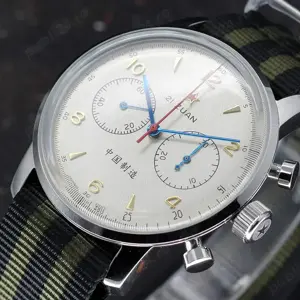 Ceas 42 mm Safir Cronograf RED STAR Pilot 1963 Seagull ST19 - imagine 4