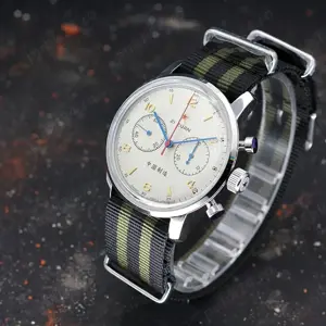Ceas 42 mm Safir Cronograf RED STAR Pilot 1963 Seagull ST19
