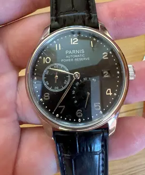 43 mm Parnis Portuguese Power Reserve Automatic Small Second Negru