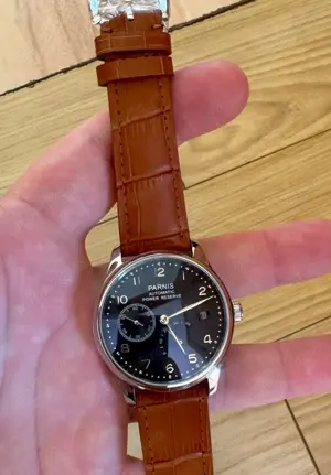 43 mm Parnis Portuguese Power Reserve Automatic Small Second Negru - imagine 5