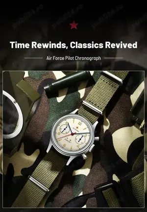 Seagull Original pilot 1963 International Edition Mechanical ST1901 Chronograph 38 mm - imagine 4