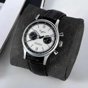 Sugess 1963 Pilot Mecanic Cronograf Panda Safir 40 mm Seagull ST1901 - imagine 4