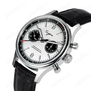 Sugess 1963 Pilot Mecanic Cronograf Panda Safir 40 mm Seagull ST1901 - imagine 5