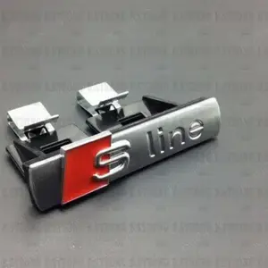 Sigla Audi S-line grilaj cu sistem de prindere, sigla metalica rezistenta la UV si agenti chimici - imagine 2