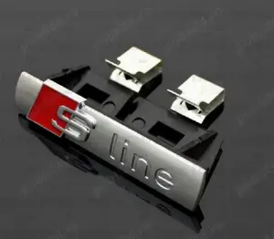 Sigla Audi S-line grilaj cu sistem de prindere, sigla metalica rezistenta la UV si agenti chimici