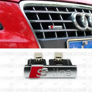 Sigla Audi S-line grilaj cu sistem de prindere, sigla metalica rezistenta la UV si agenti chimici - imagine 4