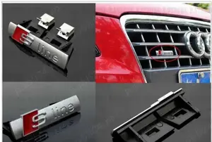 Sigla Audi S-line grilaj cu sistem de prindere, sigla metalica rezistenta la UV si agenti chimici - imagine 6