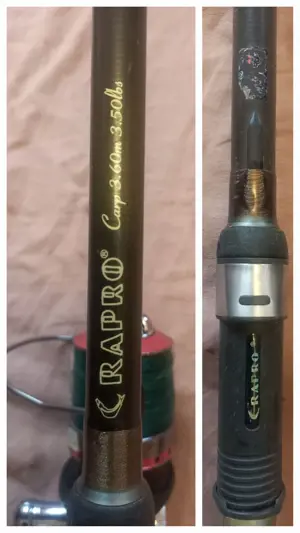 Lanseta carbon 3,6m Crapo, 3,5lbs, mulineta Baracuda GH7000, 8 rulmenti  - imagine 2