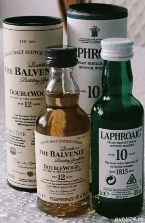 whisky Laphroaig 10 și Balvenie 12 , 2 sticle de 5 cl , 50 ml