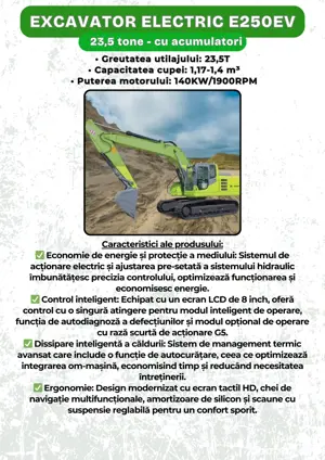 Utilaje electrice, excavator electric, incarcator electric, concasor mobil electric 