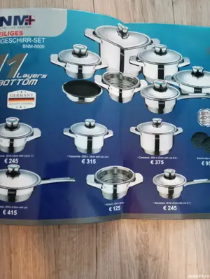 Set vase inox de tip chirurgical , proveniență germană , pentru orice familie care-și dorește un sti