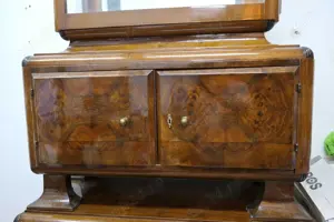 Bufet Lemn Masiv furniruit manere Bronz Art Deco 2 Usi rafturi Vintage - imagine 3