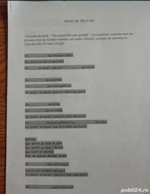GRATIS 29 de Fișe identice de exerciții despre Imperfectul limbii franceze 