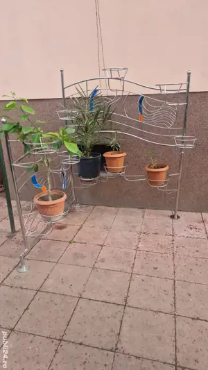 vand suport de ghivece din inox cu insertii de vitralli - imagine 2