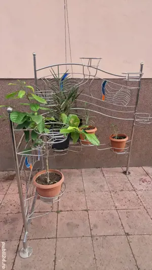 vand suport de ghivece din inox cu insertii de vitralli