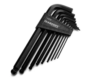 Set de chei locas hexagonal lungi cu cap sferic in suport de plastic