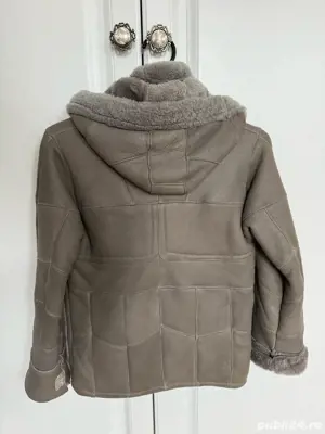 cojoc din blana naturala cu gluga copii 6-10 ani