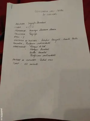 Proiectarea unei probe de evaluare-Geografia României, clasa a 8-a, scris de mână-2 exemplare