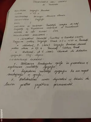 Proiectare unei probe de învățare- Geografia României, clasa 8-a, scris de mână, 2 exemplare - imagine 2