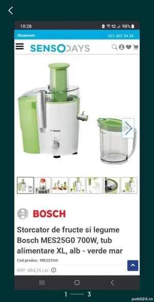 Storcator de fructe si legume Bosch 