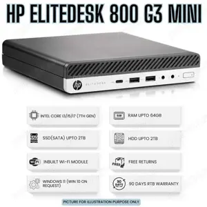 Sistem PC USFF HP Elitedesk 800 G3 INTEL CORE I7-6700 i5-7700 i3-7300 8GB DDR4 SSD 120GB Alimentator